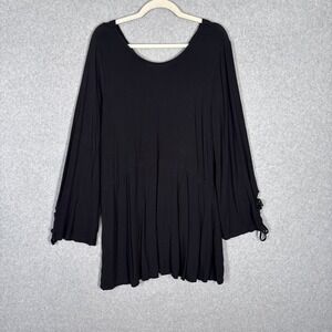 Simply Noelle Babydoll Tunic Top L/XL Lace Up Flare Sleeve Soft Flowy Witchy Emu